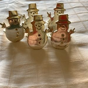 FIVE METAL SNOWMAN NAPKIN HOLDERS